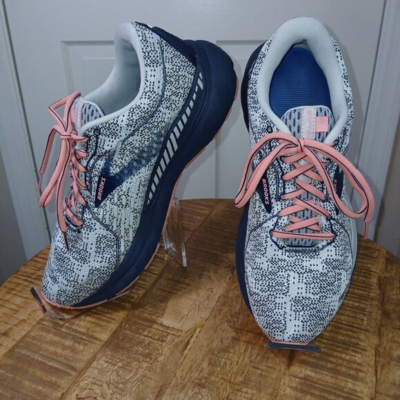 Brooks Adrenaline GTS 21 Running Shoes Women's Size 10 White Blue Pink Comfort - Picture 11 of 16